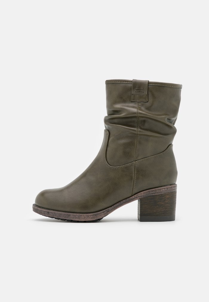 Bottines Anna Field Classiche Block heel Zip UP Vert Olive Femme | ORK-7029311